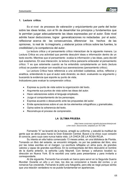 comprensión lectora i - Acceso al sistema - Universidad Señor de ...