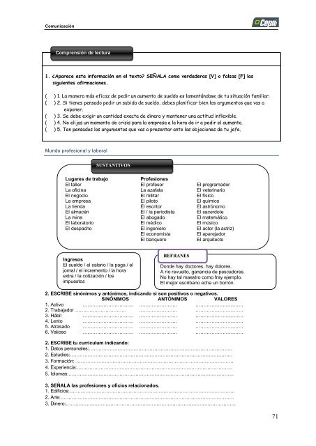 comprensión lectora i - Acceso al sistema - Universidad Señor de ...