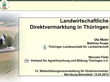 Landwirtschaftliche Direktvermarktung in Thüringen Förderung I