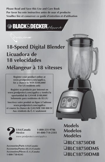 BLC18750DB - Applica Use and Care Manuals