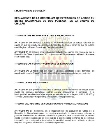 reglamento de la ordenanza de extraccion de áridos en bienes ...