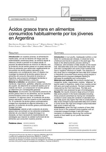 Ácidos grasos trans en alimentos consumidos habitualmente por los ...