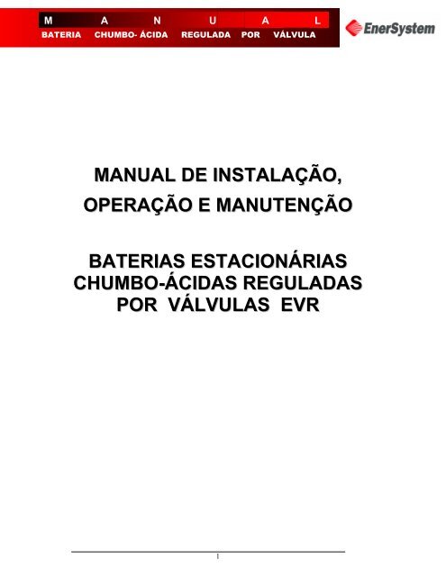 manual de instalação, operação e manutenção baterias - Enersystem