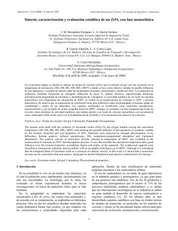 Síntesis, caracterización y evaluación catalítica de un ZrO 2 con fase ...