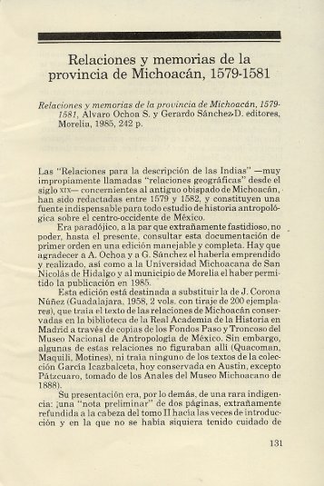 Relaciones y memorias de la provincia de Michoacán, 1579-1581