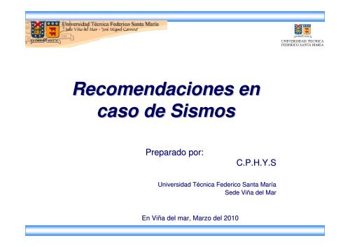 Recomendaciones en caso de Sismos - Sede Viña del Mar ...