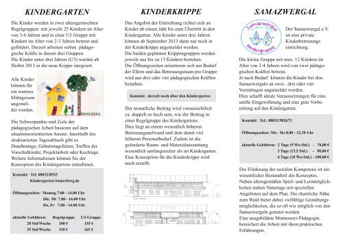 Flyer Kinderbetreuung am Samerberg - Kindergarten Samerberg