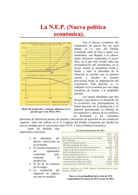 La N.E.P. (Nueva política económica).