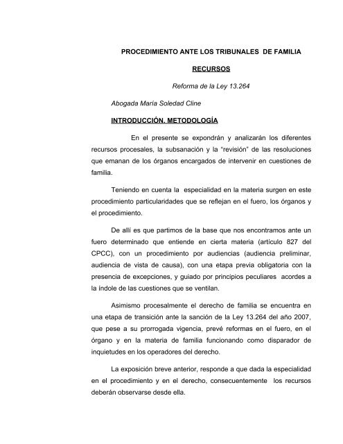 procedimiento ante los tribunales de familia - Colegio de Abogados ...