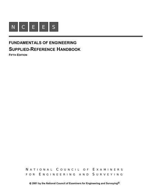 fundamentals of engineering supplied-reference handbook