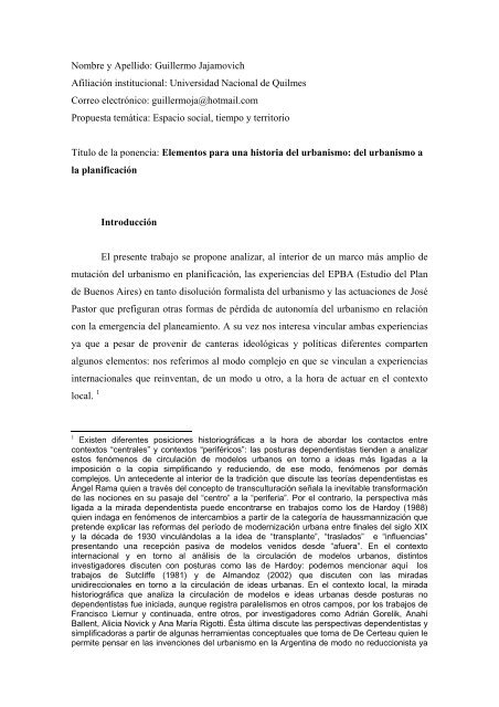 Una historia del urbanismo en la argentina supone prestar atención ...