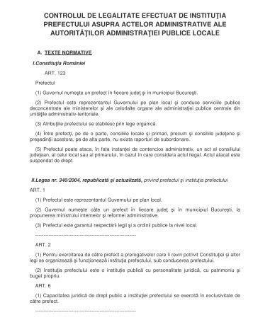 Controlul de legalitate al institutiei prefectului