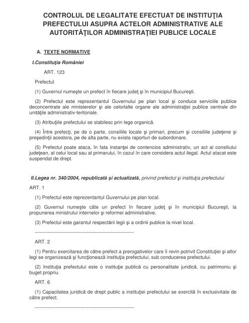 Controlul de legalitate al institutiei prefectului