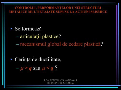 controlul performanţelor unei structuri metalice multietajate supuse ...