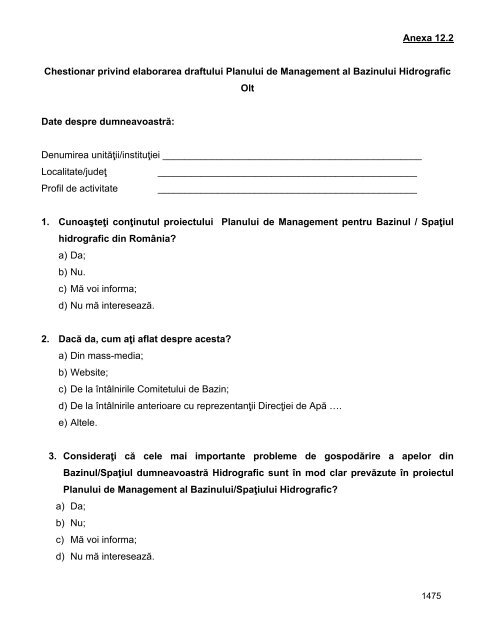 Anexa nr. 9.10 Proiecte supuse evaluării impactului asupra mediului ...