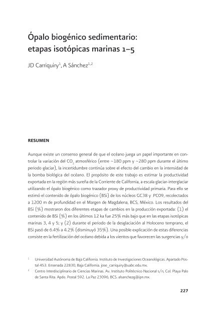 Ópalo biogénico sedimentario - Instituto Nacional de Ecología