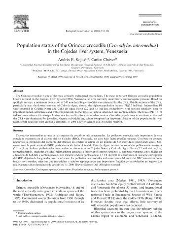 Population status of the Orinico crododile in Venezuela