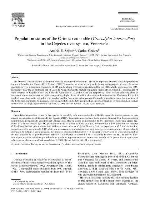 Population status of the Orinico crododile in Venezuela