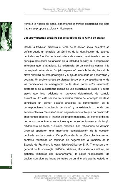 Movimientos Sociales y Lucha de Clases - Facultad de Ciencias ...
