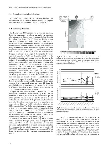 distribución del agua y nitrato en el suelo en riego por goteo y ...