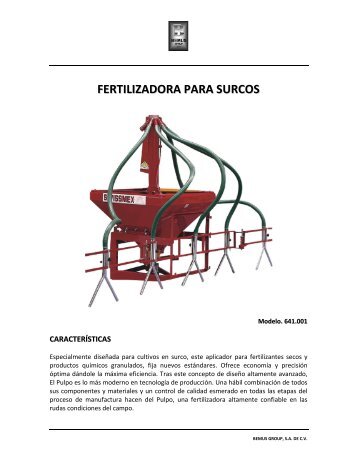 FERTILIZADORA PARA SURCOS - BEMUS