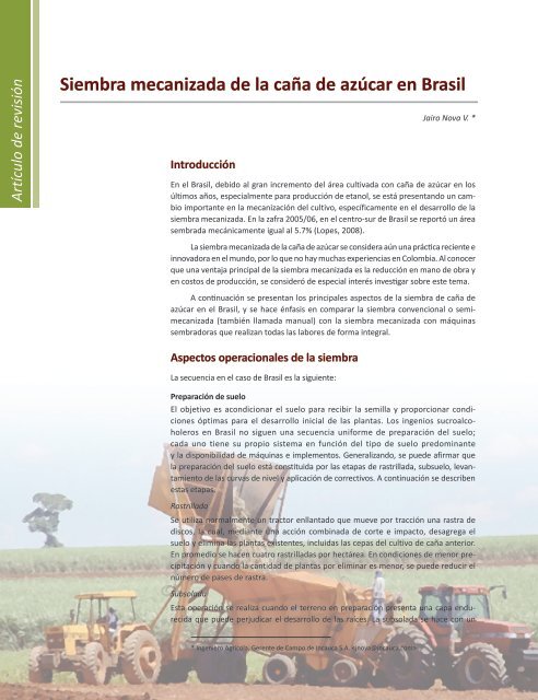 Siembra mecanizada de la caña de azúcar en Brasil