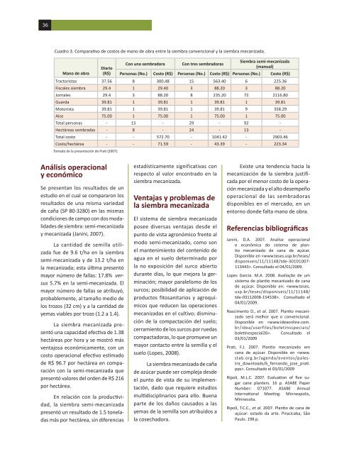 Siembra mecanizada de la caña de azúcar en Brasil