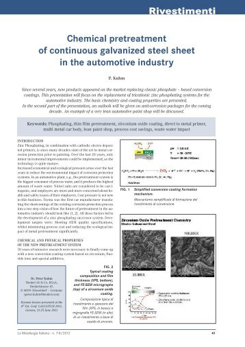 Chemical pretreatment of continuous galvanized steel sheet in the ...
