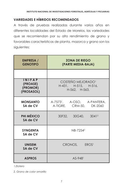 Guía para cultivar maíz bajo condiciones de riego en el estado de ...