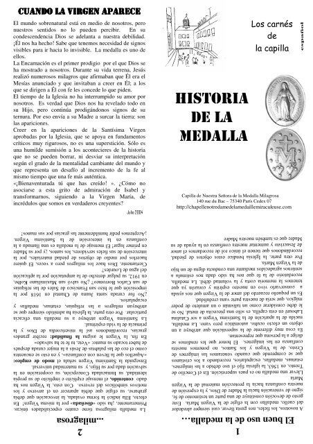 Historia de la Medalla - Chapelle Notre-Dame-de-la-médaille ...