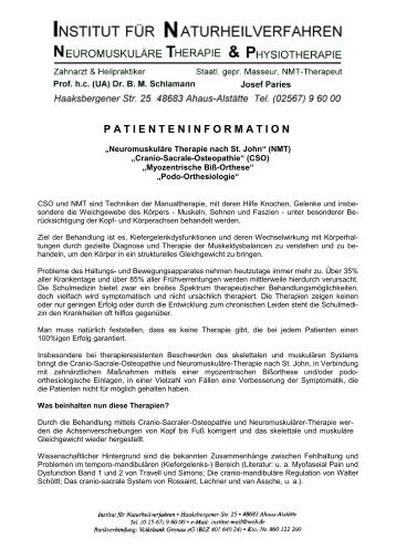 PATIENTENINFORMATION - Schlamann & Paries