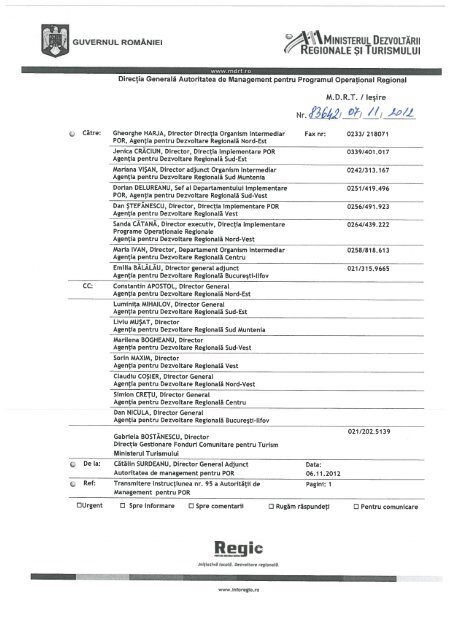 Instrucţiunea nr. 95/06.11.2012 - Ministerul Fondurilor Europene