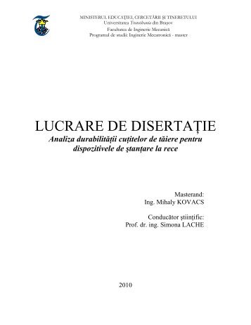 LUCRARE DE DISERTAŢIE - Universitatea Transilvania