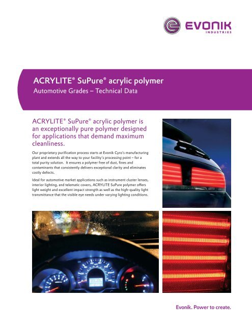 3233A SuPure Automotive Technical Data - ACRYLITE® acrylic ...