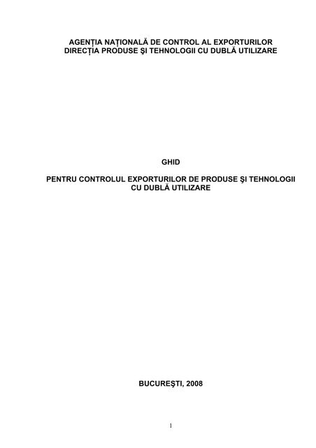 ghidul exportatorului - Agenţia Naţională de Control al Exporturilor