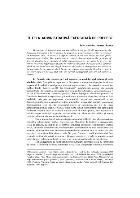 tutela administrativa exercitata de prefect