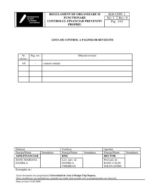 ROF-CFPP- 1 Ed.: 2 Rev.: 0 REGULAMENT DE ORGANIZARE SI ...