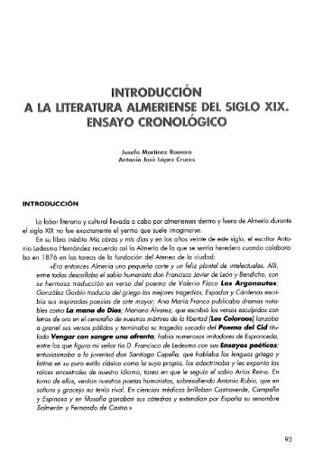 Introducción a la literatura almeriense del siglo XIX. Ensayo ...