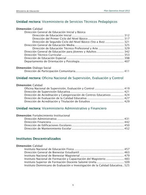 Plan Operativo Anual (POA) 2012 - Ministerio de Educación de la ...