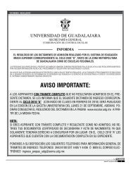 AVISO IMPORTANTE: - La gaceta - Universidad de Guadalajara