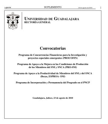 Convocatorias - La gaceta - Universidad de Guadalajara