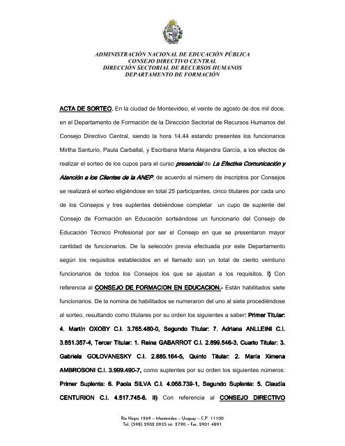 ACTA DE SORTEO 20 agosto La Efectiva Comunicación y ... - ANEP