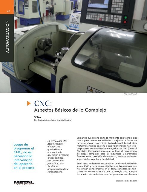 CNC: Aspectos Básicos de lo Complejo - Revista Metal Actual