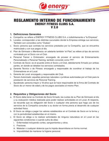 REGLAMENTO INTERNO DE FUNCIONAMIENTO - Energy