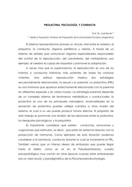 PROLACTINA, PSICOLOGÍA, Y CONDUCTA El sistema ... - SPBU