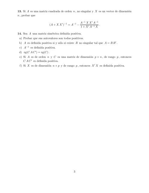 Modelo Lineal PRACTICA 0 1. Probar que a) Tr(A + B) = Tr(A) + Tr(B ...