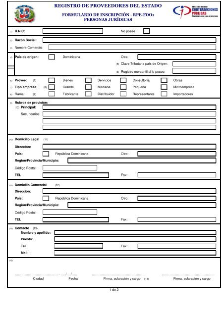 Formulario Inscripcion Proveedores - Ministerio de Salud Pública