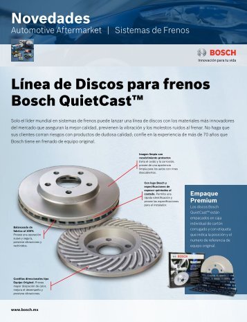 Novedades Línea de Discos para frenos Bosch QuietCast™