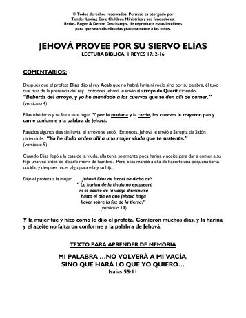 jehová provee por su siervo elías - Tender Loving Care Children ...