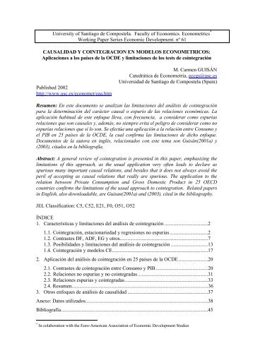 causalidad y cointegracion en modelos econometricos dinamicos